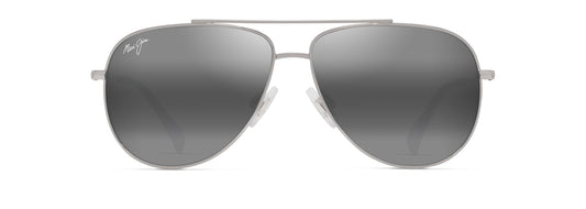 Maui Jim Hauoli XS sunglasses in Shiny Silver - Neutral Grey, front view