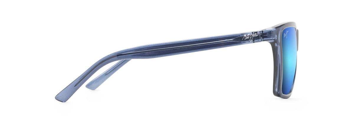 Maui Jim Cruzem sunglasses in Dark Translucent Blue, side view