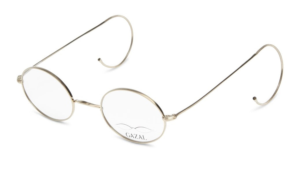 Gazal Gene Eyeglasses - Gold Round Wire Frame Close-Up Detail - Legacy Collection - Gazal Eyecare