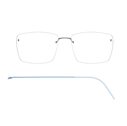 LINDBERG Spirit Titanium 2534 eyeglasses, Polished Silver and Sky Blue — temple detail
