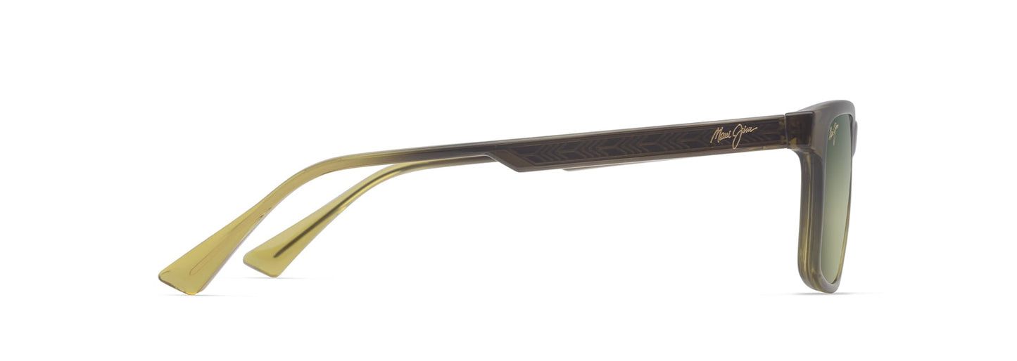 Maui Jim Okina Sunglasses Shiny Trans Mil Green to Yellw Maui HT Lens MJ0587S-004 Side