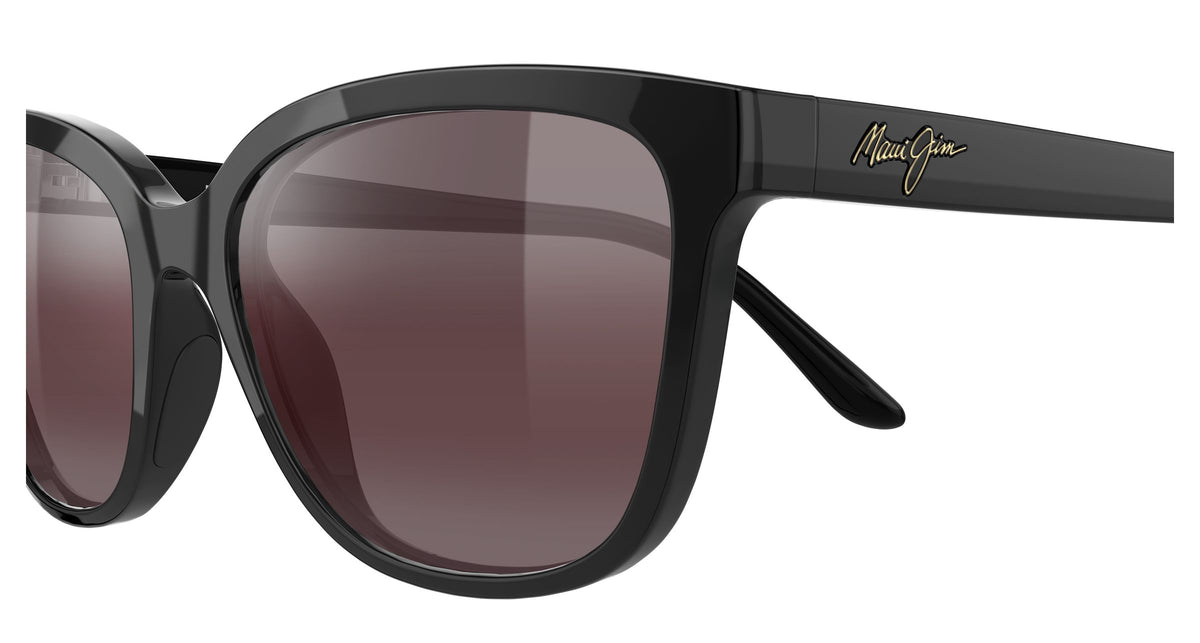 Maui Jim Honi sunglasses in Shiny Black - Maui Rose, side view