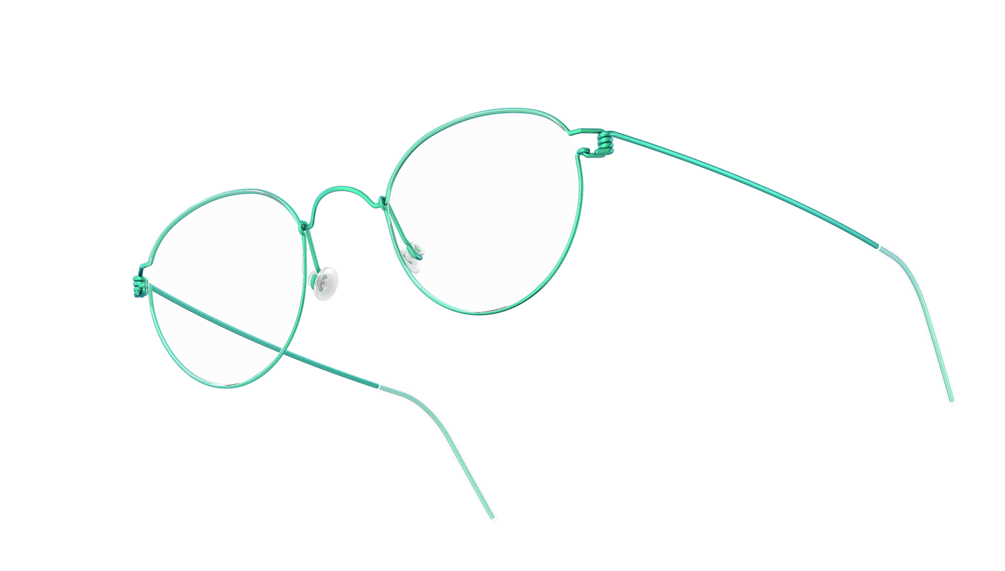 LINDBERG Air Titanium Rim Matt — Teal — titanium eyeglasses — angled three-quarter view — official product render