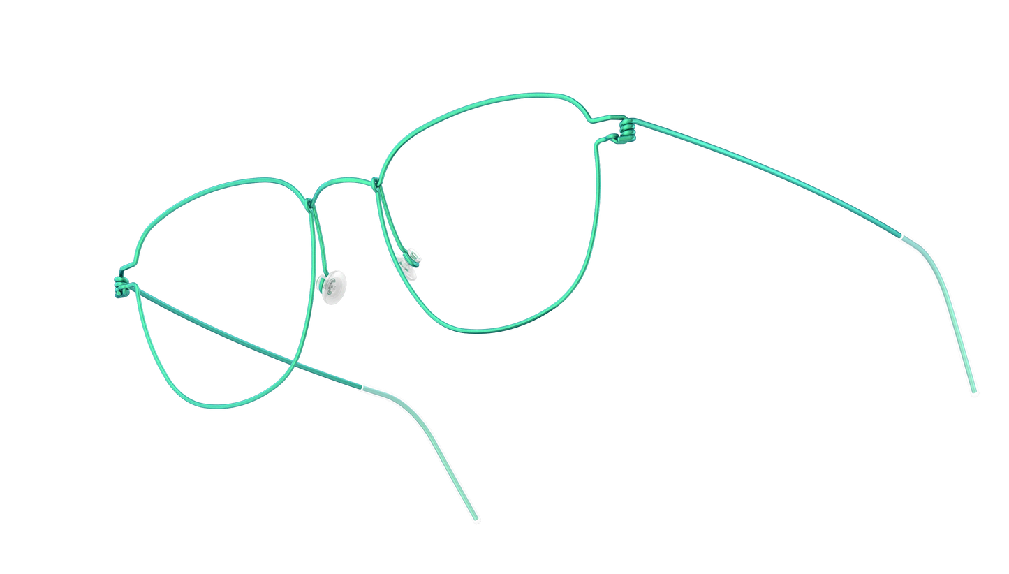 LINDBERG Air Titanium Rim Simon — Teal — titanium eyeglasses — angled three-quarter view — official product render