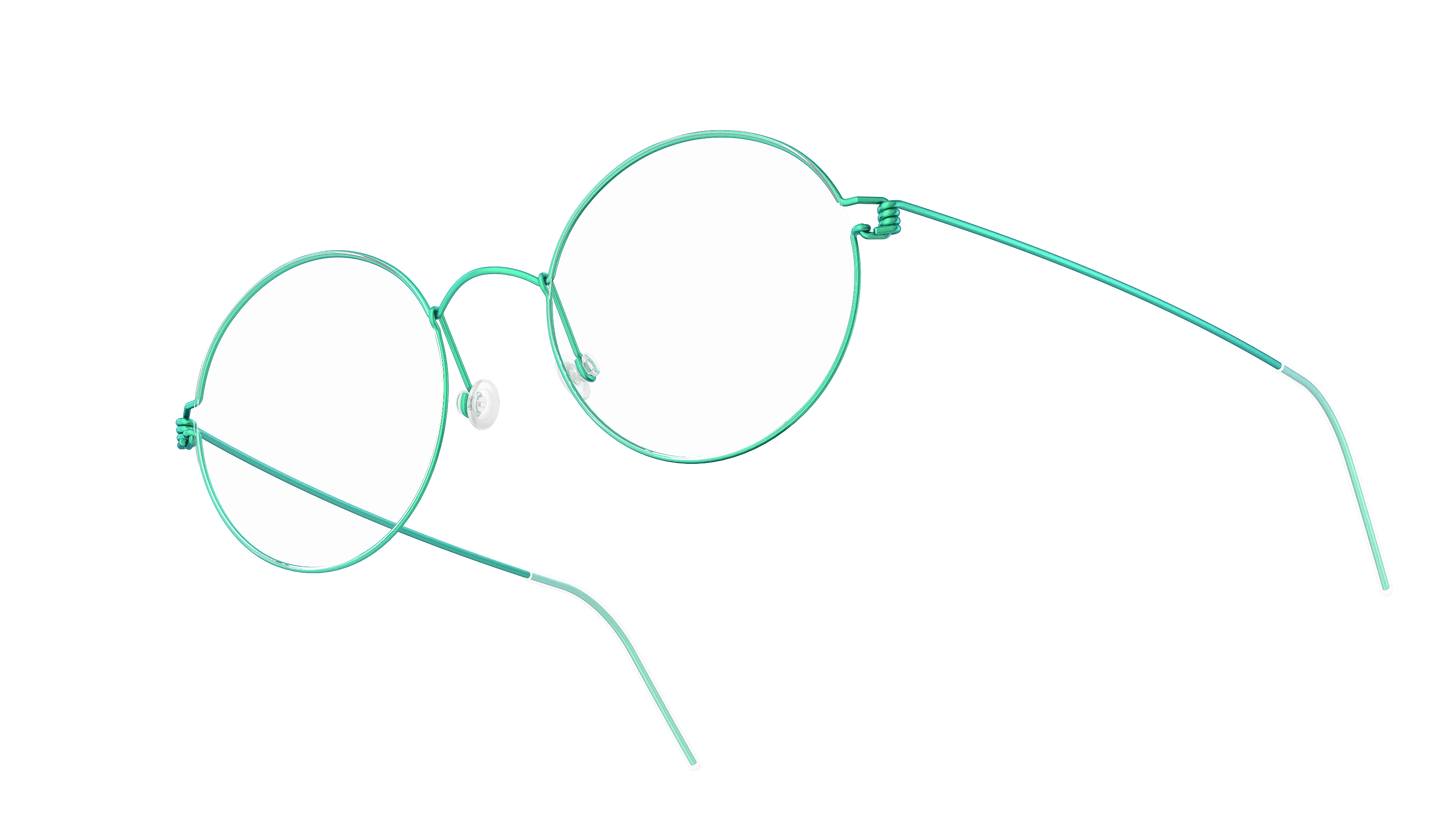 LINDBERG Air Titanium Rim Dakota — Teal — titanium eyeglasses — angled three-quarter view — official product render