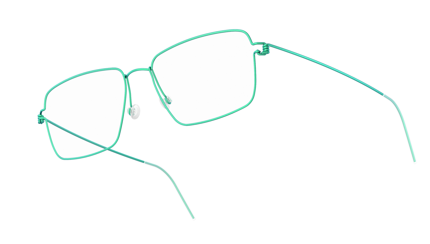 LINDBERG Air Titanium Rim Aaron — Teal — titanium eyeglasses — angled three-quarter view — official product render