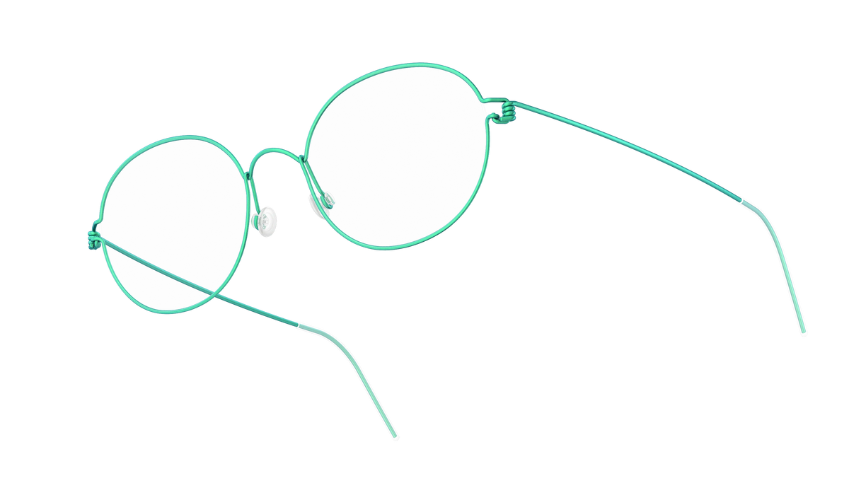 LINDBERG Air Titanium Rim Stefano — Teal — titanium eyeglasses — angled three-quarter view — official product render