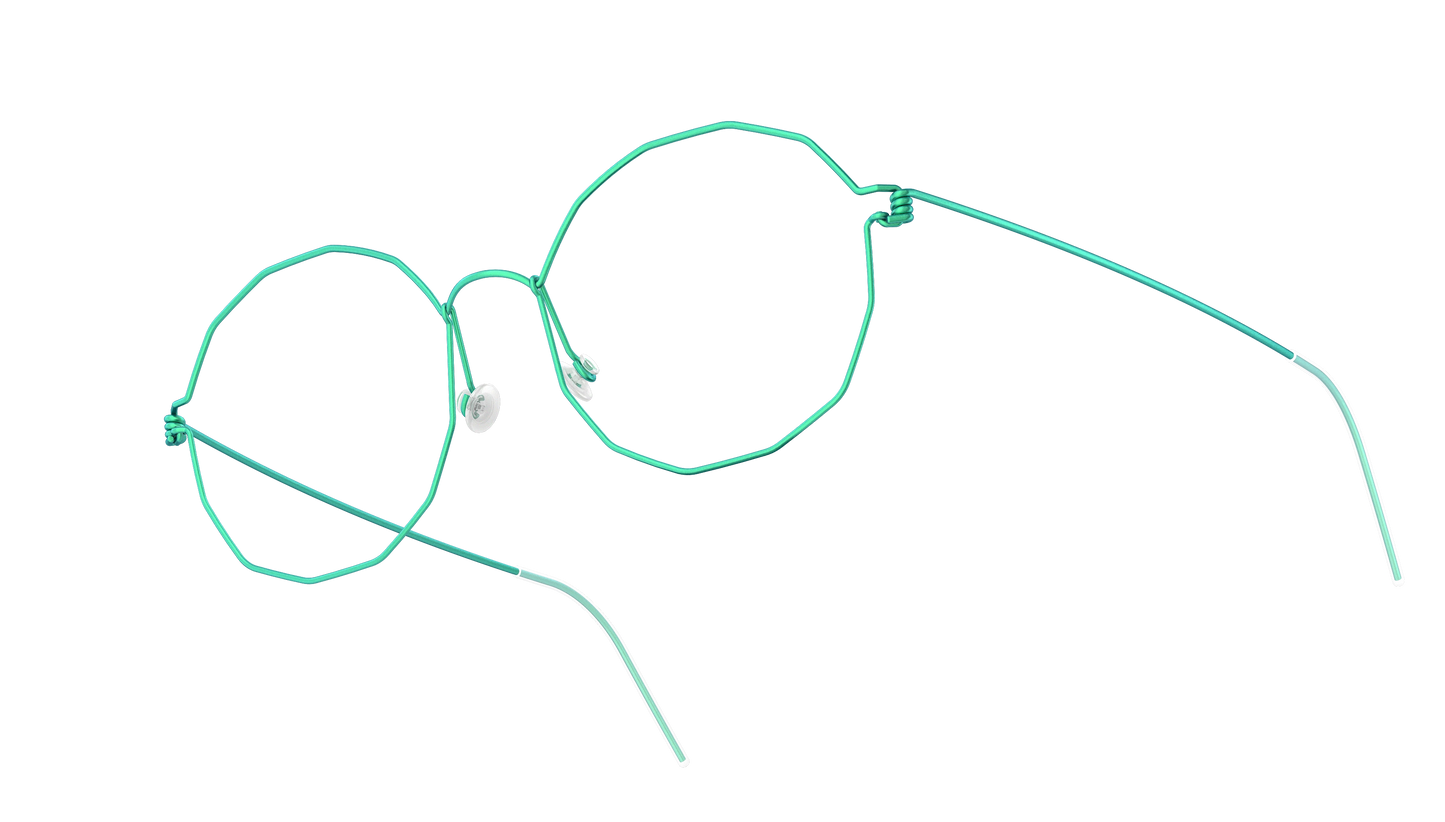 LINDBERG Air Titanium Rim Mette — Teal — titanium eyeglasses — angled three-quarter view — official product render