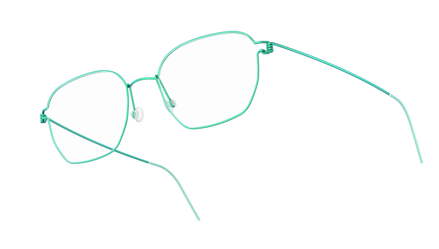 LINDBERG Air Titanium Rim Ken — Teal — titanium eyeglasses — angled three-quarter view — official product render