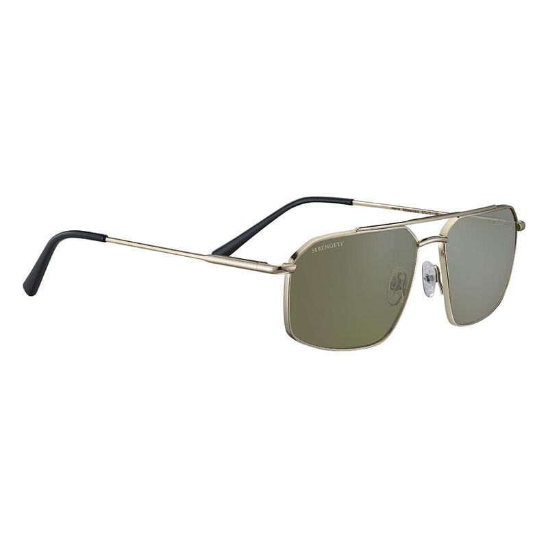 Serengeti Aviator Sunglasses Shiny Light Gold Mineral Green Lens