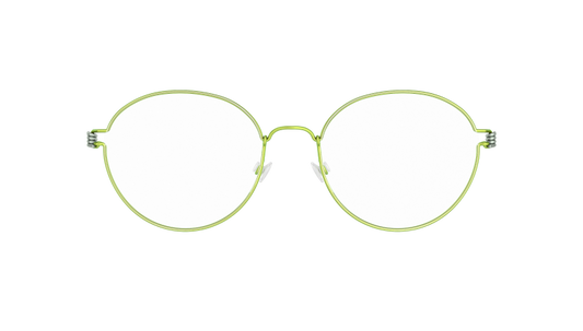 LINDBERG Air Titanium Rim Panto — matte Lime rim with Sage temples — titanium eyeglasses — front view — official product render