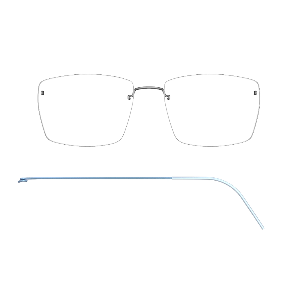 LINDBERG Spirit Titanium 2534 eyeglasses, Polished Silver and Sky Blue — temple detail