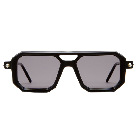 Kuboraum Mask P8 sunglasses in matte black and khaki acetate, a sculptural hand-finished Berlin-designed frame