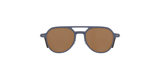 LINDBERG Sun Titanium 83050 sunglasses in blue and gold, shown front-on with tinted lenses and a slim titanium frame