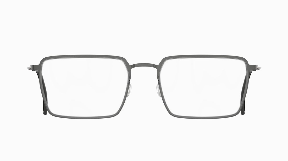 LINDBERG Blok 4260 single-sheet titanium eyeglasses in grey with an architectural frame shape