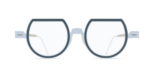 Nina Mur Lina Eyeglasses Sky Blue Shark Blue Wooden Eyewear Front