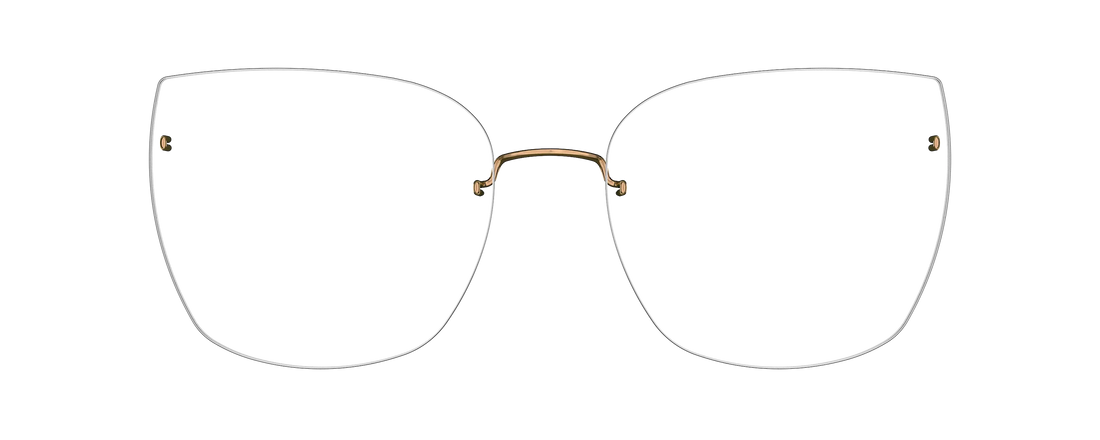 LINDBERG Spirit Titanium 2585 rimless eyeglasses in polished copper, showing the ultra-thin lightweight titanium construction