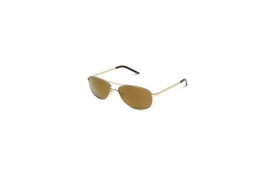 Gold-toned aviator sunglasses on display at Gazal Eyecare in Roswell, Georgia