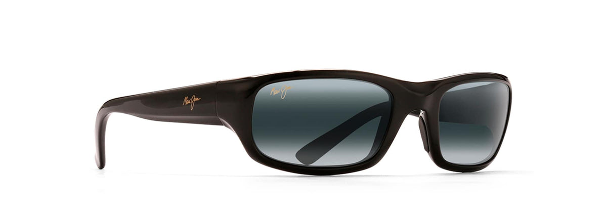 Maui Jim Stingray sunglasses in Gloss Black - Neutral Grey, angled view