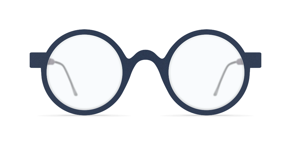 Nina Mûr Vincen eyeglasses in Indigo Blue — handcrafted Madrid birch wood frame