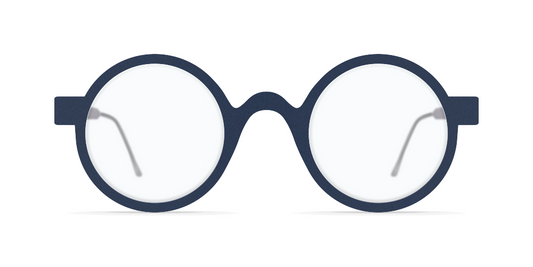 Nina Mûr Vincen eyeglasses in Indigo Blue — handcrafted Madrid birch wood frame