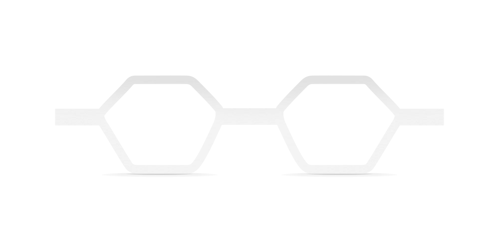 Nina Mûr Cuántica Hexagon eyeglasses in White High Gloss — handcrafted Madrid birch wood frame