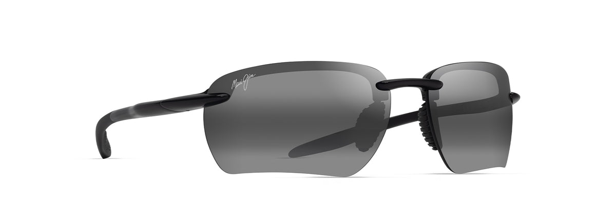 Maui Jim Hookipa Ultra G sunglasses in Shiny Black - Neutral Grey, angled view