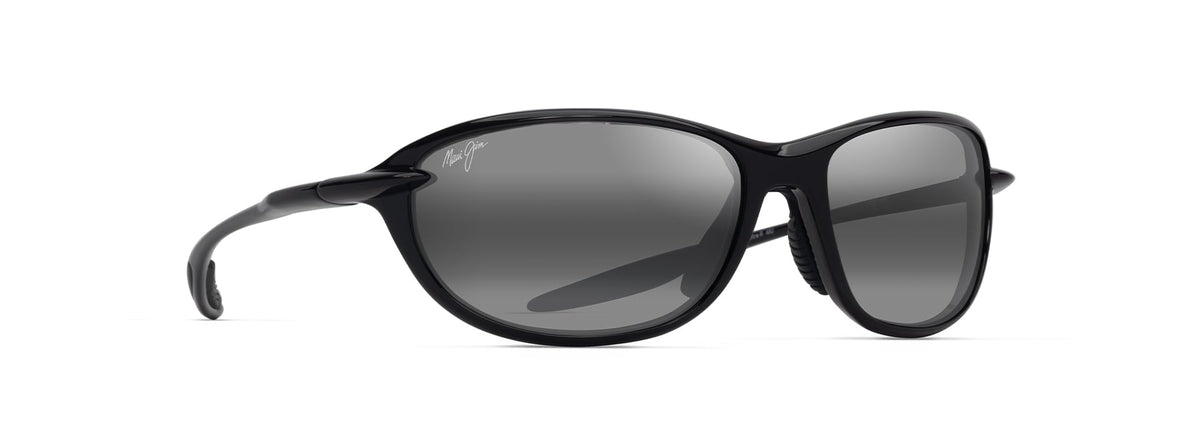 Maui Jim Hookipa Ultra R sunglasses in Shiny Black, angled view