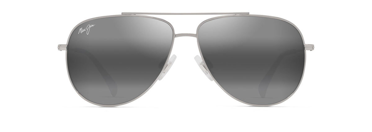 Maui Jim Hauoli XS sunglasses in Shiny Silver - Neutral Grey, front view