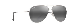 Maui Jim Hauoli XS sunglasses in Shiny Silver - Neutral Grey, angled view