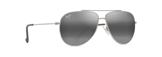 Maui Jim Hauoli XS sunglasses in Shiny Silver - Neutral Grey, angled view