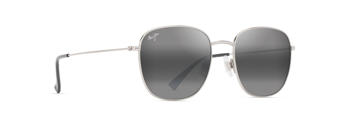 Maui Jim 'Olali AF sunglasses in Shiny Silver - Neutral Grey, angled view