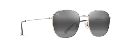 Maui Jim 'Olali AF sunglasses in Shiny Silver - Neutral Grey, angled view