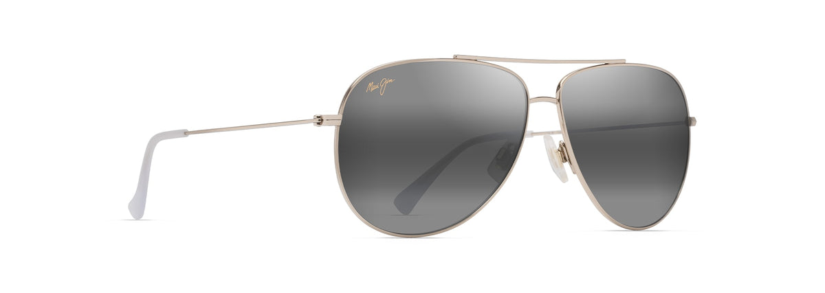 Maui Jim Hauoli XL sunglasses in Shiny Light Gold - Neutral Grey, angled view