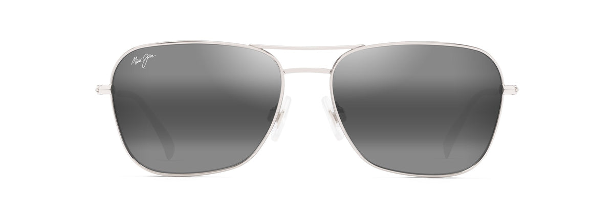 Maui Jim Na'auao sunglasses in Shiny Silver - Neutral Grey, front view