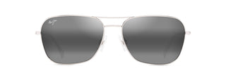 Maui Jim Na'auao sunglasses in Shiny Silver - Neutral Grey, front view