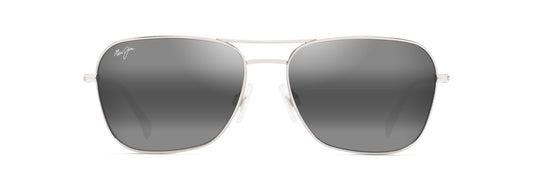 Maui Jim Na'auao sunglasses in Shiny Silver - Neutral Grey, front view