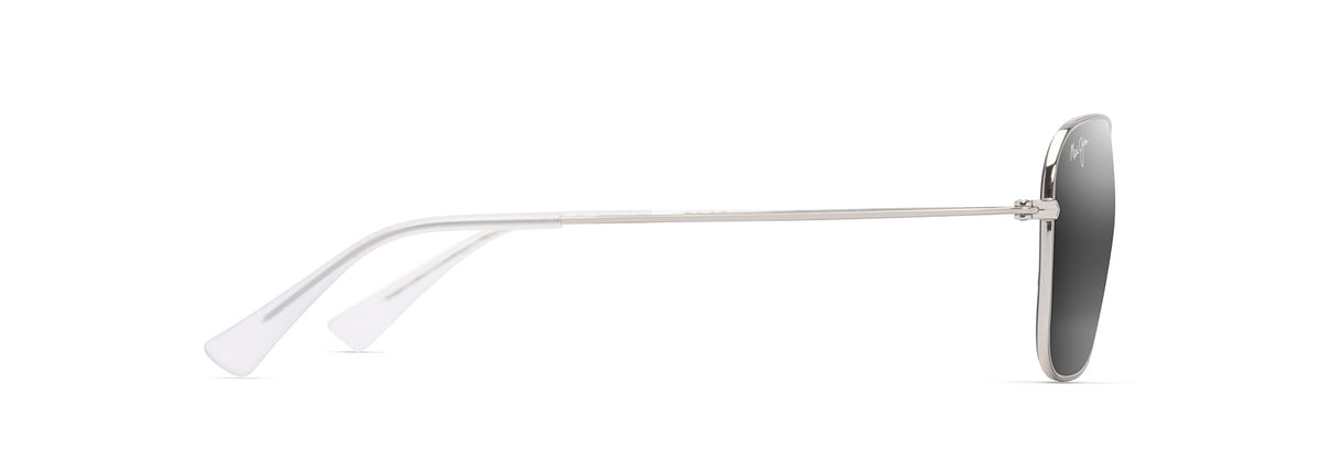 Maui Jim Na'auao sunglasses in Shiny Silver - Neutral Grey, side view