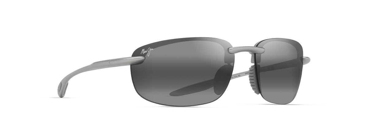 Maui Jim Hookipa Ultra sunglasses in Matte Metallic Silver, angled view