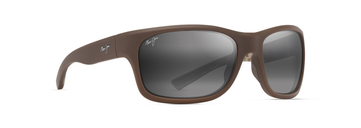 Maui Jim Ano Nui sunglasses in Matte Brown with Brown Camo interior, angled view