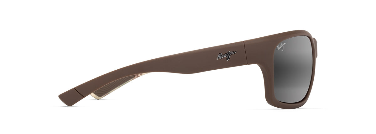 Maui Jim Ano Nui sunglasses in Matte Brown with Brown Camo interior, side view