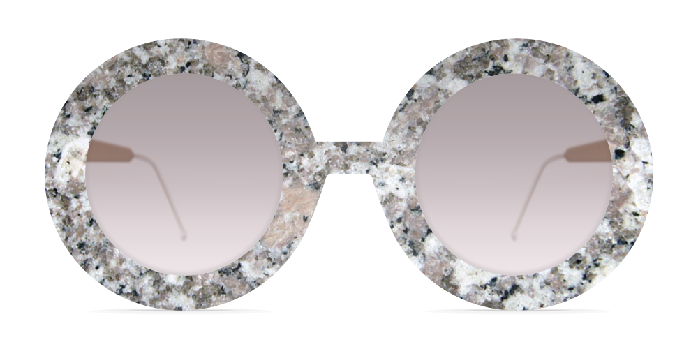 Nina Mûr Métrica Circle eyeglasses in Milford Granite — handcrafted Madrid birch wood frame