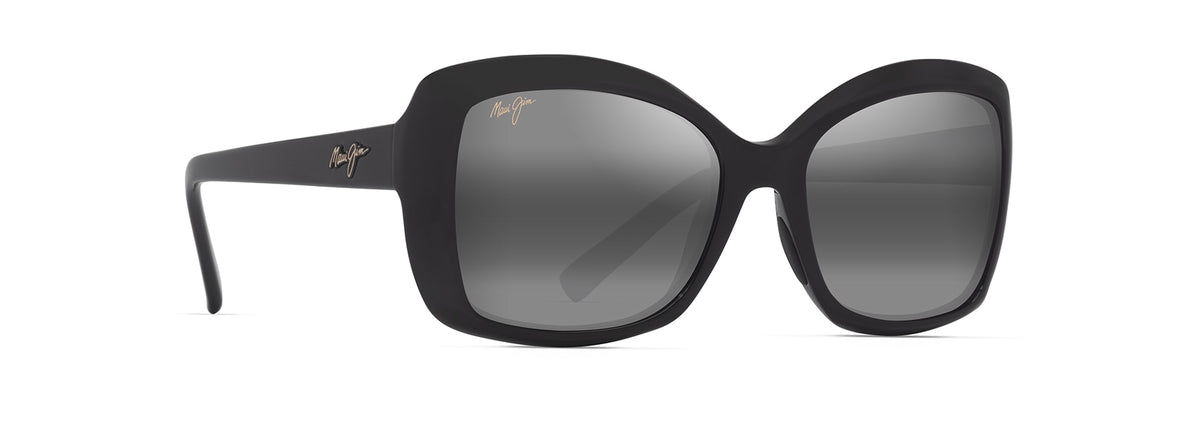 Maui Jim Orchid sunglasses in Shiny Black - Neutral Grey, angled view