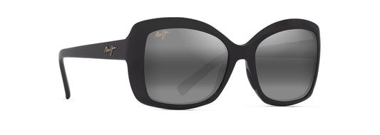 Maui Jim Orchid sunglasses in Shiny Black - Neutral Grey, angled view