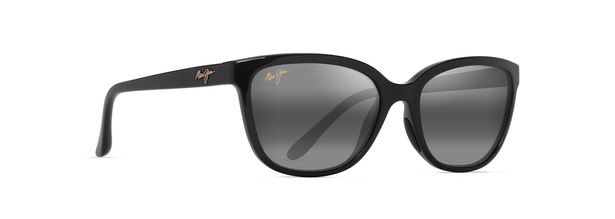 Maui Jim Honi sunglasses in Shiny Black - Neutral Grey, angled view