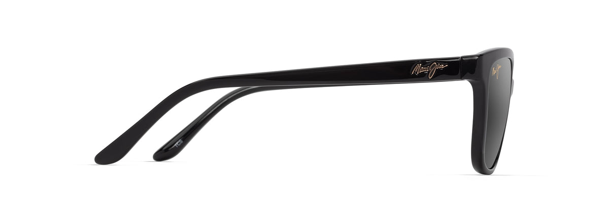Maui Jim Honi sunglasses in Shiny Black - Neutral Grey, side view