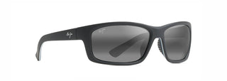 Maui Jim Kanaio Coast sunglasses in Matte Black with White Blue, angled view