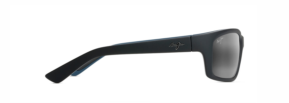 Maui Jim Kanaio Coast sunglasses in Matte Black with White Blue, side view