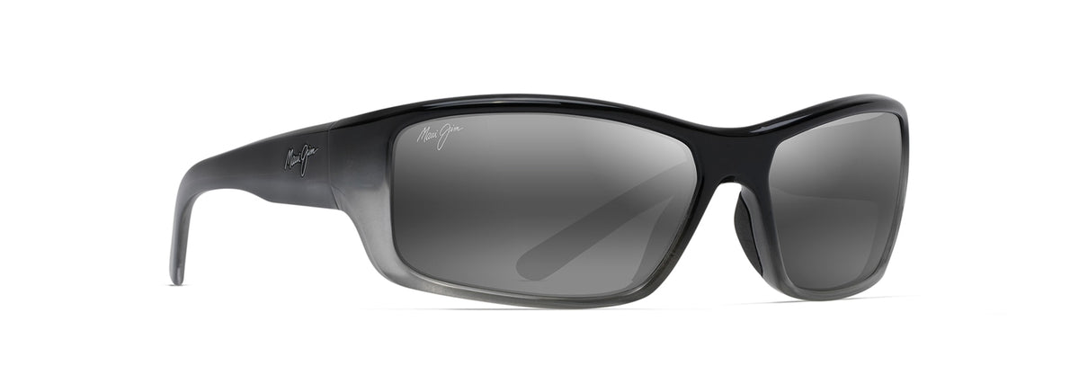 Maui Jim Barrier Reef sunglasses in Black with Silver Grey, angled view