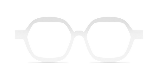 Nina Mûr Simon eyeglasses in White High Gloss — handcrafted Madrid birch wood frame